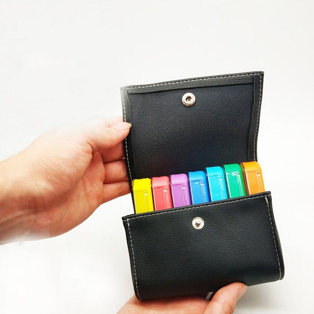 Pill Box Case Wallet 7 Day Pill Organizer Dispenser Weekly Medicine Holder 7 Pieces Boxes + PU Pouch Pill Box Splitters