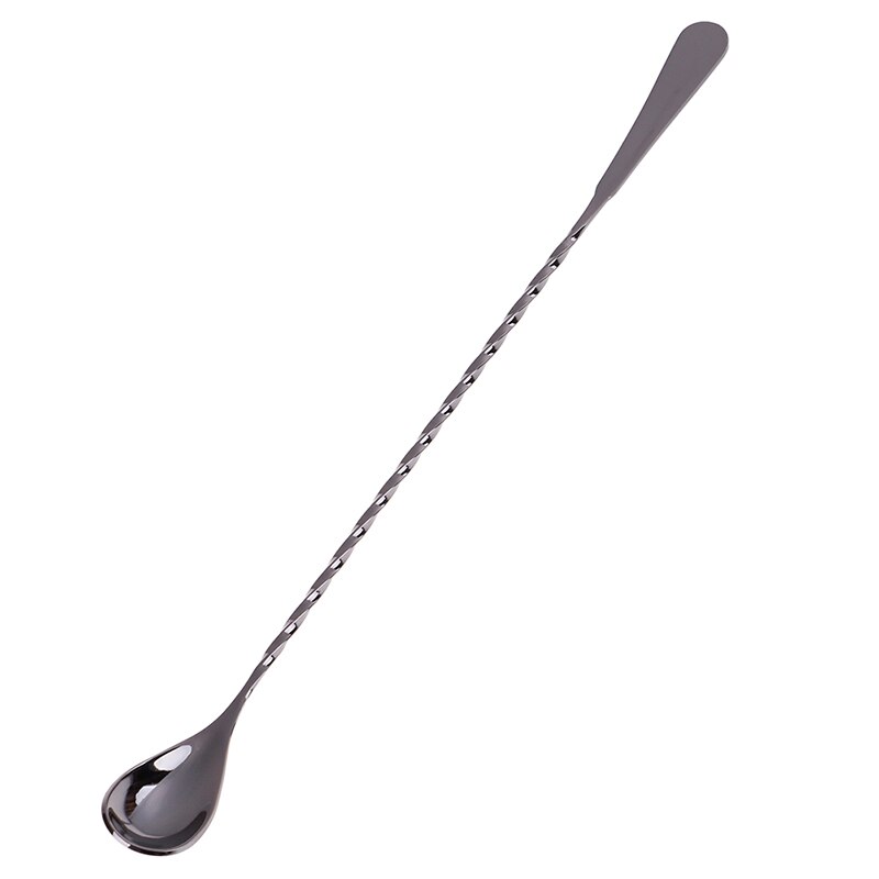 30cm Cocktail Spoon Bar Spoon Stainless Steel Mixing Spiral Pattern Bar Teadrop Spoon Bar Tool Bartender Tools: Black