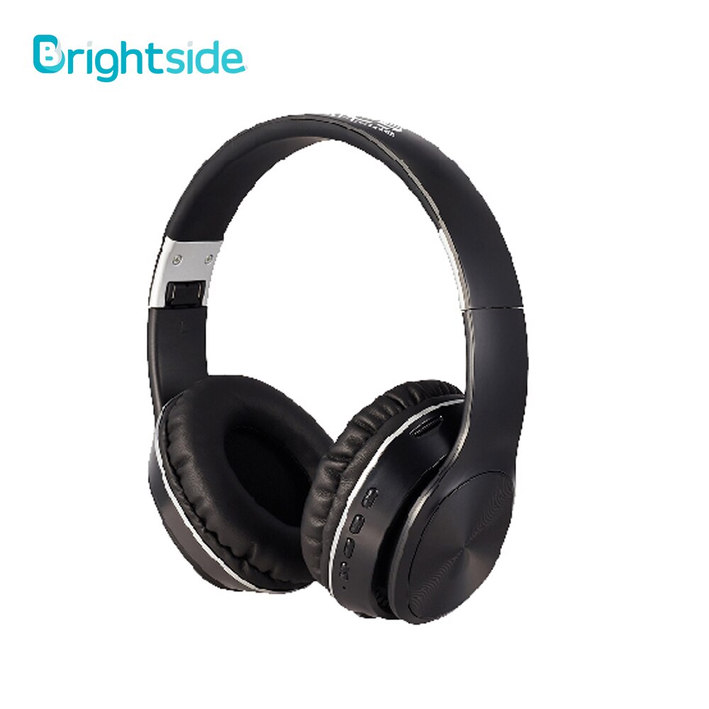 Brightside Wireless Headphones Bluetooth Headset Foldable Earphone Deep Bass Headphones With Mic TF Card For Ipad Mobile Phone: black