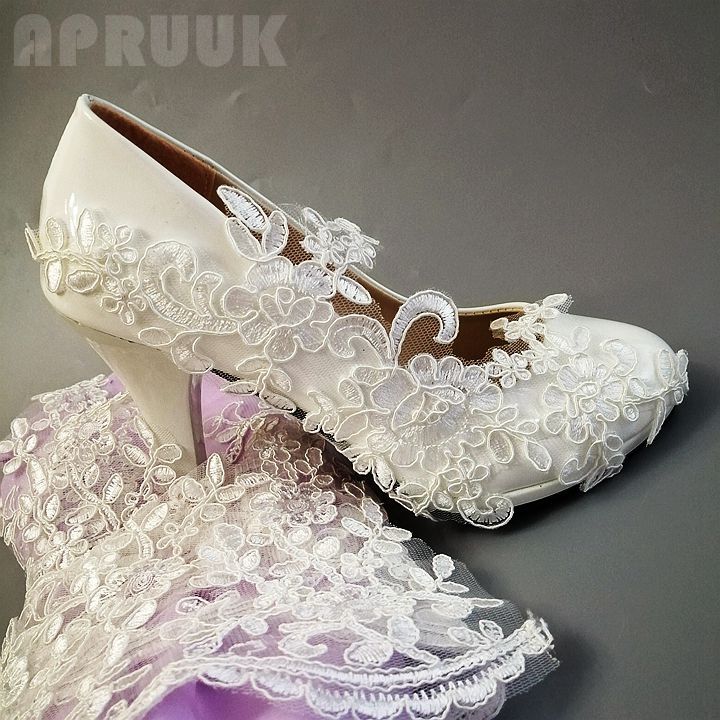 Ivoire dentelle chaussures de mariage mariée à la – Grandado