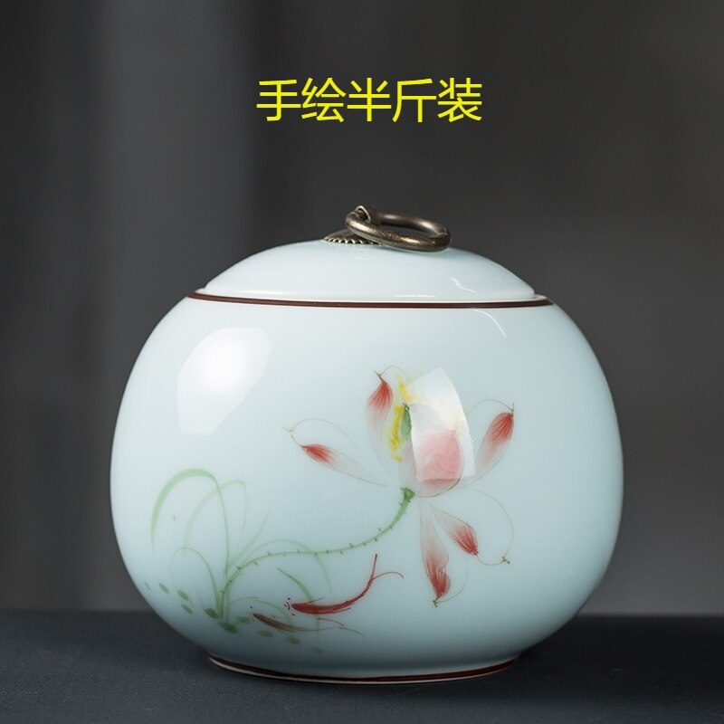 Hand bemalt keramik Haustier urne größe versiegelt Krug celadon glas: 13.5x12cm0