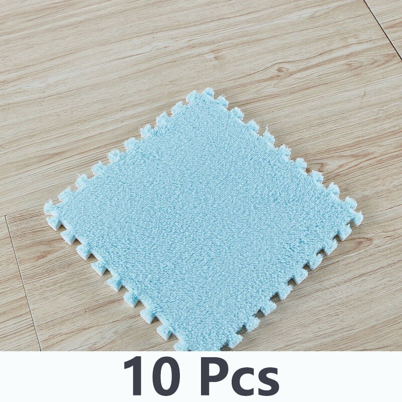 10 stuks zachte pluchen baby speelmat, eva-schuim, ontwikkelingsmat voor baby's, puzzel, in elkaar grijpende vloermatten, 30*30*0.6 cm kinderkleden: Wj3367i