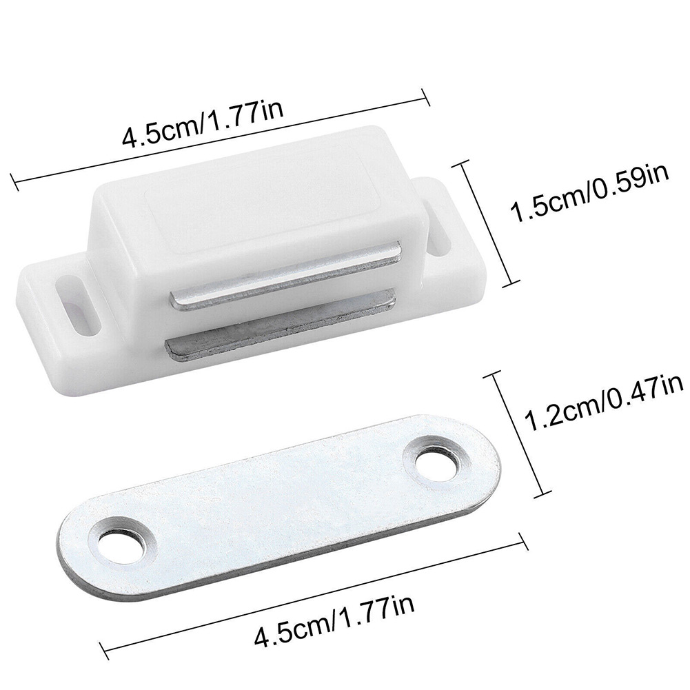 Cierrapuertas magnéticos, sin imán de hierro, pestillos para gabinete, cierre de puerta magnético blanco, 4,5 cm, 6 uds. Ninguno