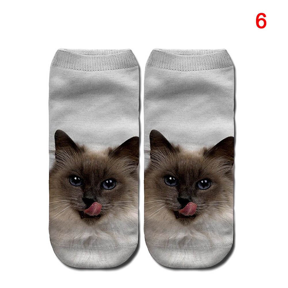 Kobiety moda 3D zwierzęta kot Łapa wydrukować skarpetki zebra wzór Kawaii krótkie bawełniane skarpety świąteczne śliczne kot niski skaleczenie kostki skarpetki