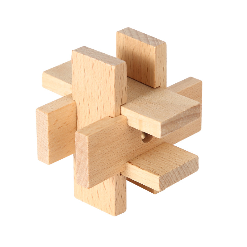 Beechwood Lock Boutique Children's Wooden Educational Toys Adult Puzzle Leisure Dismantling Lock Wooden Toys: light yellow