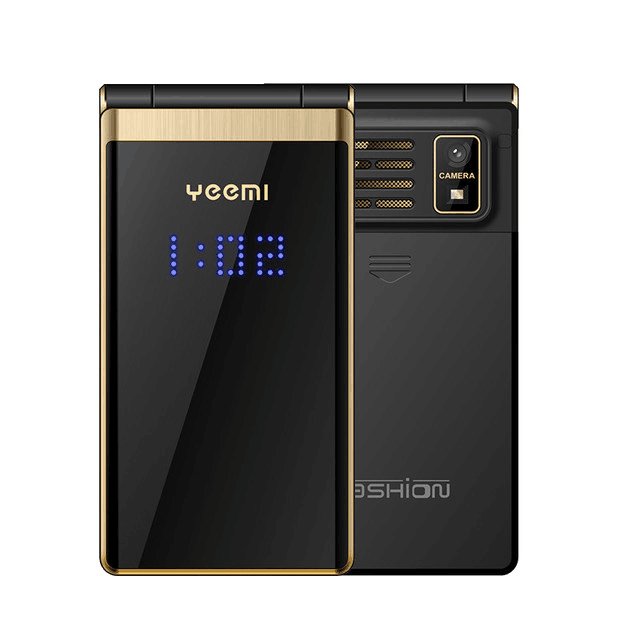 Yeemi  m2- c mobiele telefoon gsm mtk 2g klaptelefoon 2.8 inch dubbel scherm grote letters  mp3/mp4 spelers originele ontgrendelde mobiele telefoon: Goud