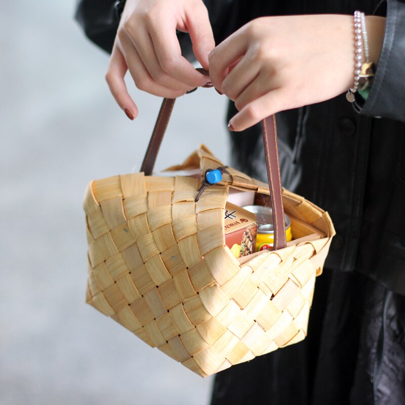 Handmade Woven Storage Boxes bamboo basket Storage bridal flower basket Gadgets shopping basket Container Home Organization