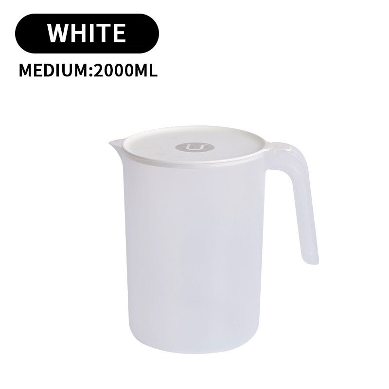 Carafe à jus de citron de grande capacité 2000/2500ML, bouilloire d&#39;été, carafe à eau, réfrigérateur de cuisine, récipient d&#39;eau, ensemble de verres: Medium White
