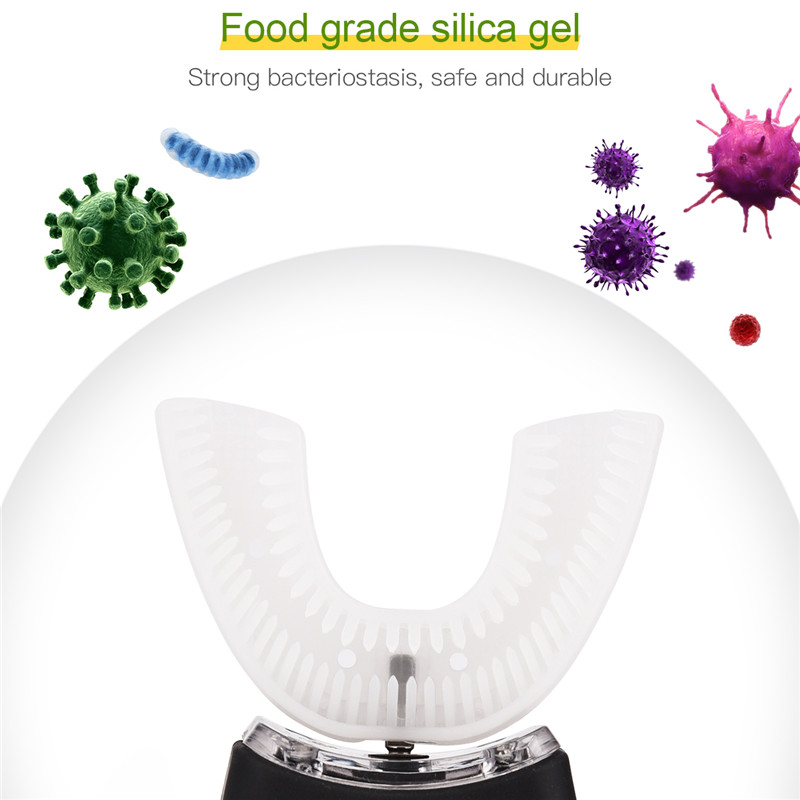 360 Graden Nano Elektrische Tandenborstel Met Blauw Licht Volautomatische Ultrasone Golf Waterdichte U Type Tandenborstel Usb Opladen