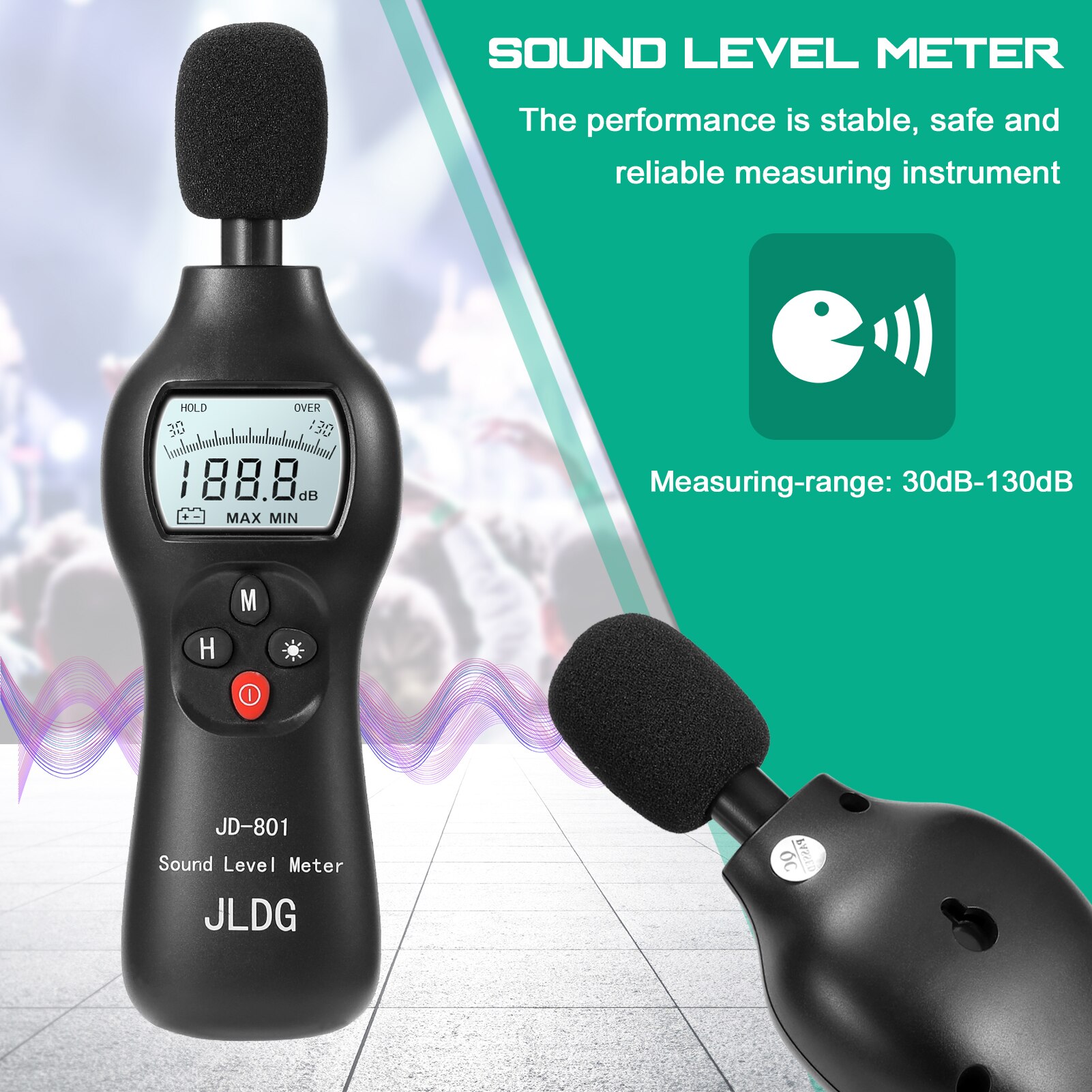 JD-801 Digitale Noise Detector Decibel Monitoring Apparaat Sound Level Meter Meetinstrument Lcd Noise Decibel Meter