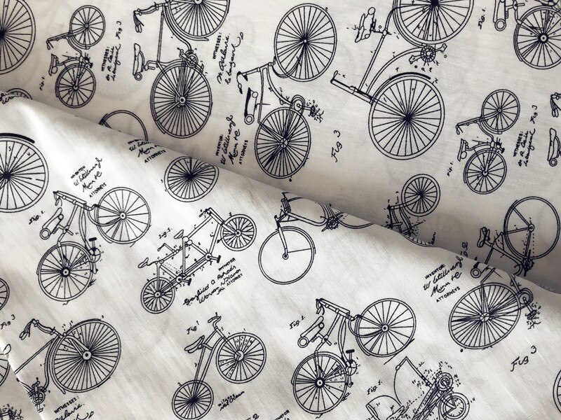 Handgjord diy tyg brev cykel tryckt plagg material bomull