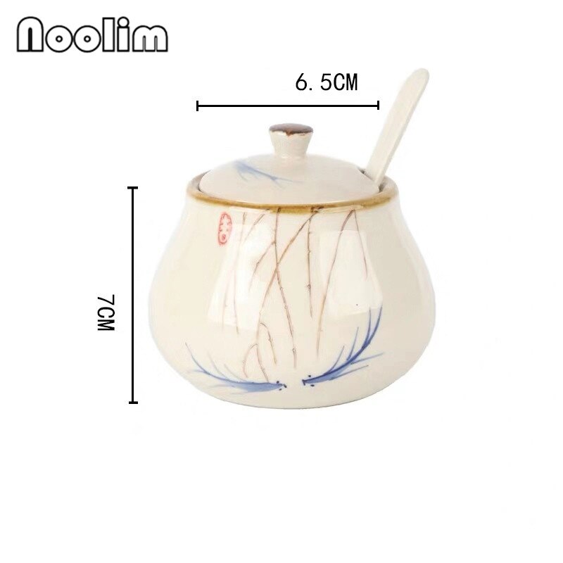 Japansk stil retro handmålad hushålls keramisk peppar olja salt shaker krydda låda krydda burk krydda burk kök verktyg: F