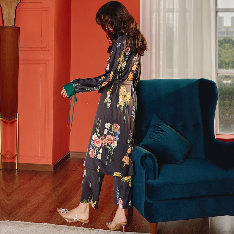 Vrouwen Lange Mouw Gewaad Lady Losse Tweedelige Set Toevallige Badjas Lente Zomer Vrouwelijke Chiffon Sexy Comfort Nachtkleding