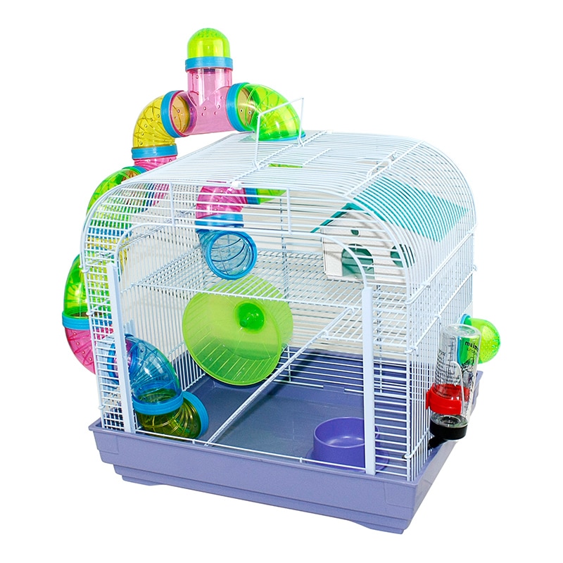 DZL® Jaula para Hamster(39.5X29.5X38CM) Color Azul/Purpura/Rojo se al Azar