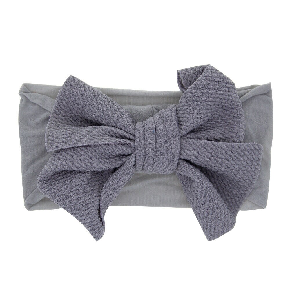 Baby Toddler Turban Headband - Floral Pattern Cotton Bow Hair Band Accessories: Gray