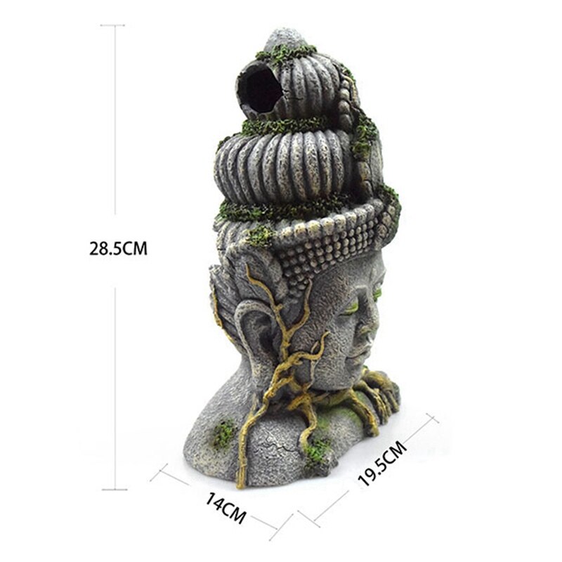 Resin Artificial Aquarium Decoration Chinese Buddha Ornament Reptile Hideout Cave Decoration Fish Tank Aquarium Decor