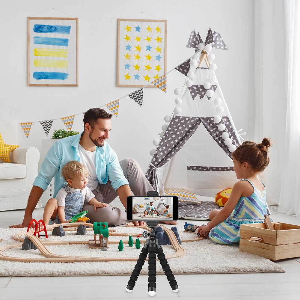 Sponge Octopus Tripod with Bluetooth Remote Shutter Mini Flexible Kit Outdoor Mobile Phone Decoration for Cellphone