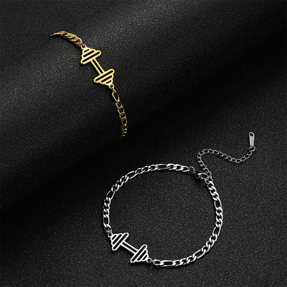 Cazador Esercizio sport battito cardiaco Bracciale con ciondolo con manubri per donna Gioielli in acciaio inossidabile 2025 Bracciale a catena con scatola a portata di mano