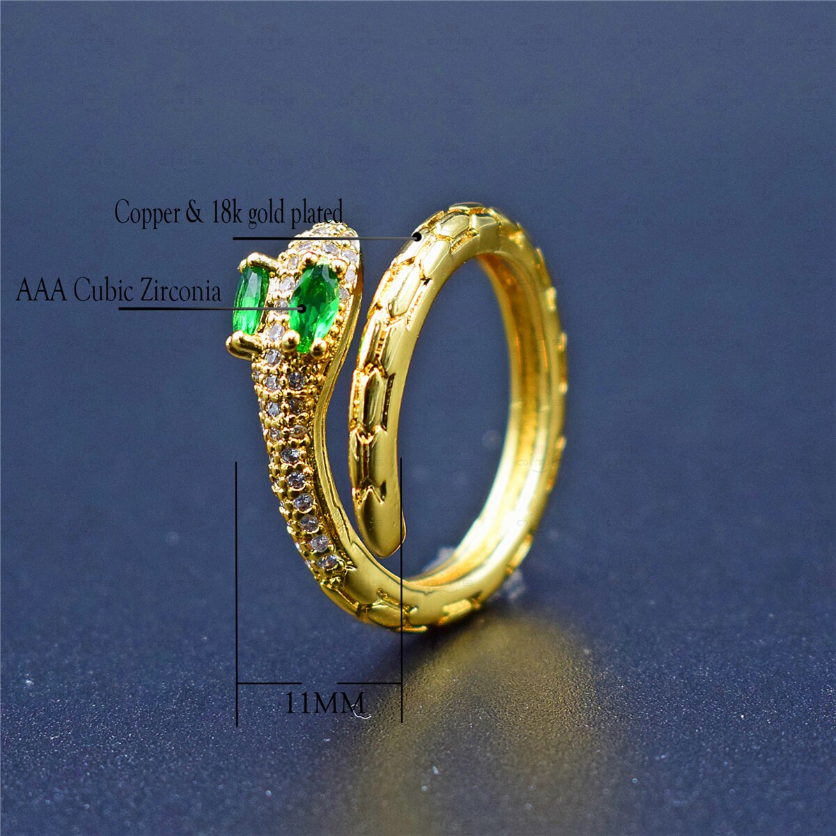 Anillo De Serpiente De arcoíris para mujer, sortija De oro pavé De arcoíris AAA, Anillo De circón cúbico, Anillo joya De Serpiente dorado: RS-02