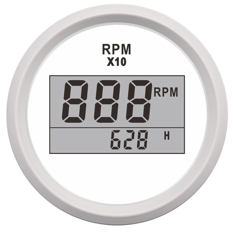 Meter RPM Gauge Indicator silver rim back face fit Auto Boat Engine Red Backlight 9V 32V IP67 waterproof: WW