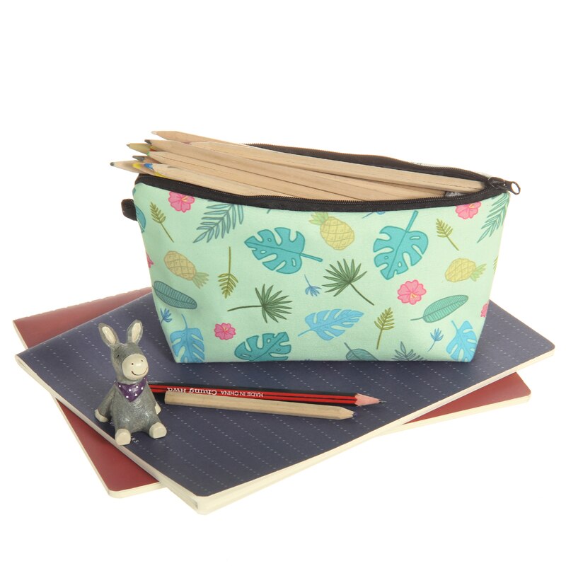 Jom Tokoy Cosmetische Organizer Tas Warmte-overdracht Afdrukken Groene Bladeren Make-Up Tas Mode Vrouwen Cosmetische Tas