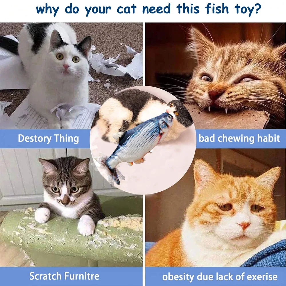 USB Elektrische Ladung Simulation Fisch Katze Spielzeug Fisch Katzenminze Katze Haustier Kauen Biss Interaktive Katze Spielzeug Diskette wedeln
