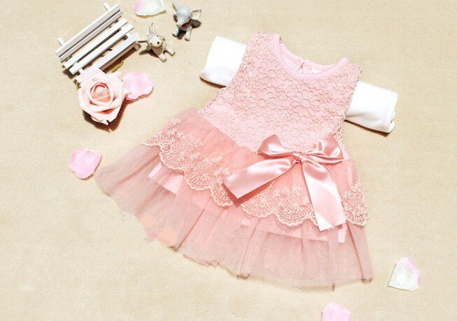 Baby Girl Lace Dress Kids Bow Cotton Ball Gown Princess Dressess for Girls Summer Children Birthday Party Clothing: P / 18M