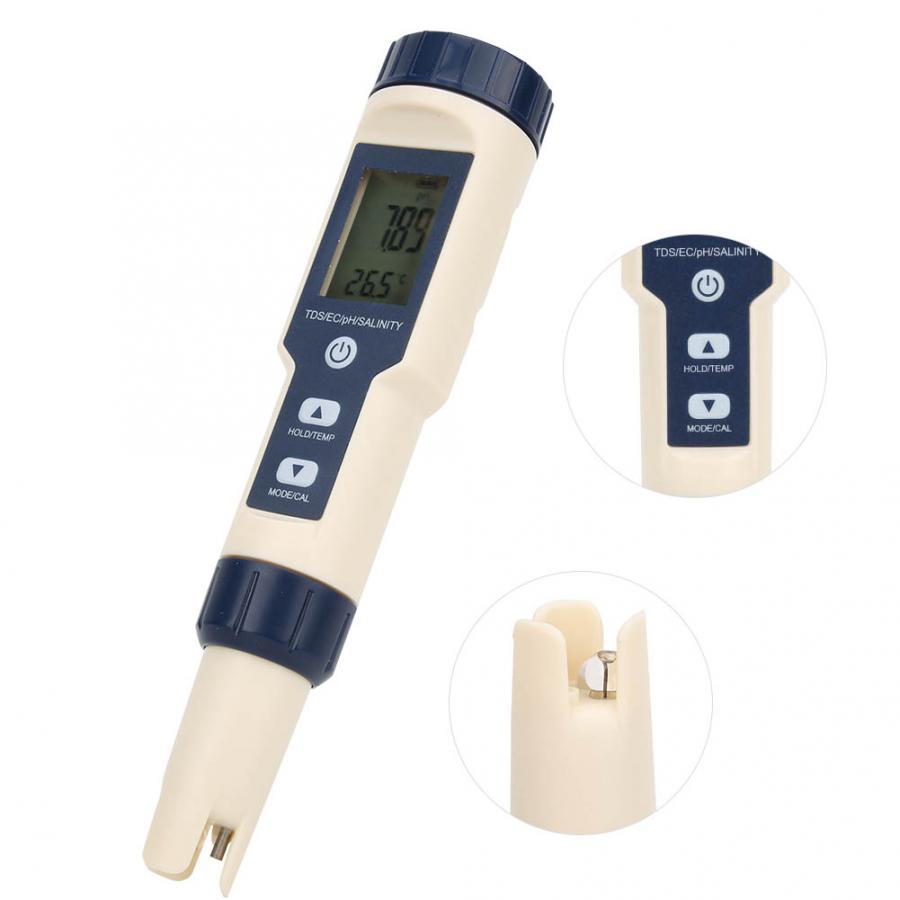Kannettava digitaalinen ph-mittari 5 in 1 ph/ suolaisuus/lämpötila/tds/ec mittari monitoiminen vesimittarin ilmaisin