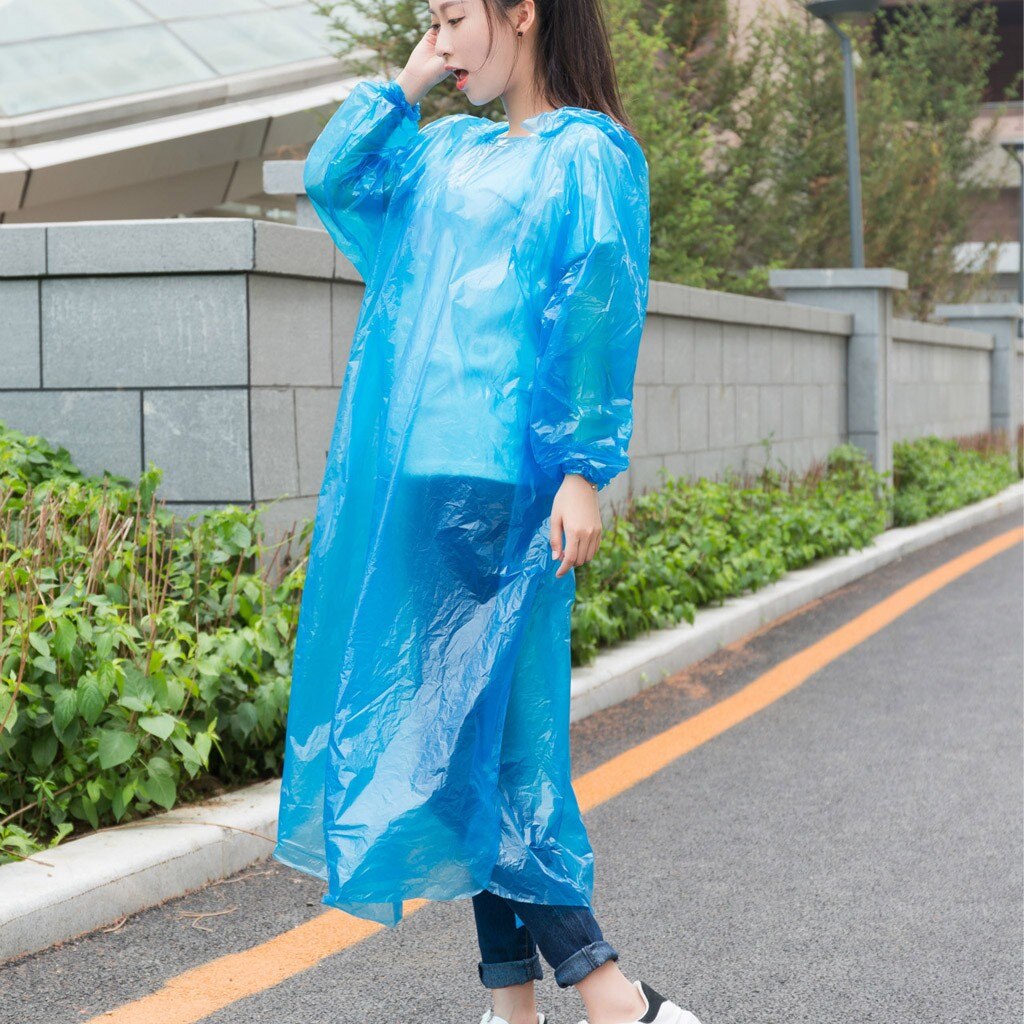 Women Man Raincoat Disposable Adult Emergency Waterproof Rain Coat Hiking Camping Hood Transparent Waterproof Rain Cover