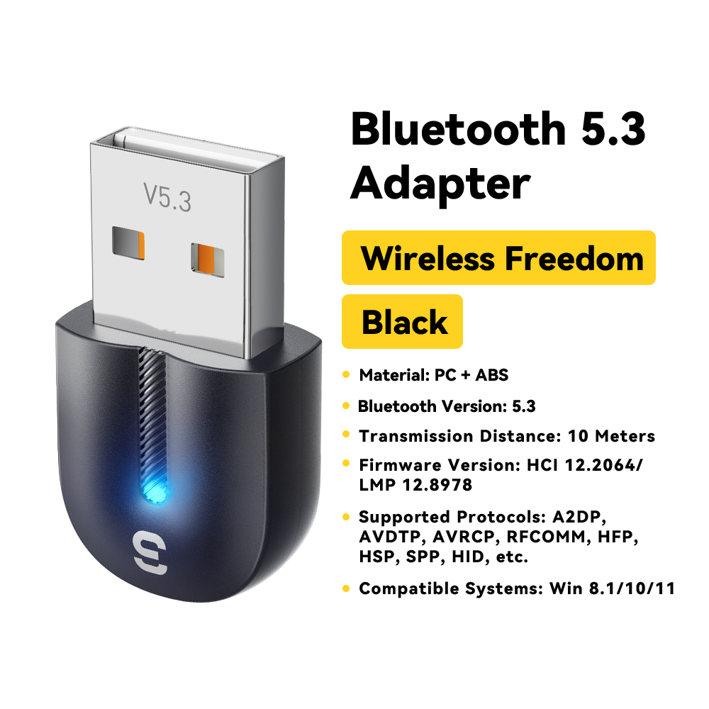 Essager USB Bluetooth 5.3 Adapter Aux Audio Odbiornik Nadajnik Do PC Głośnik Laptop Soundbox Bezprzewodowa mysz Nadajnik USB: Default Title