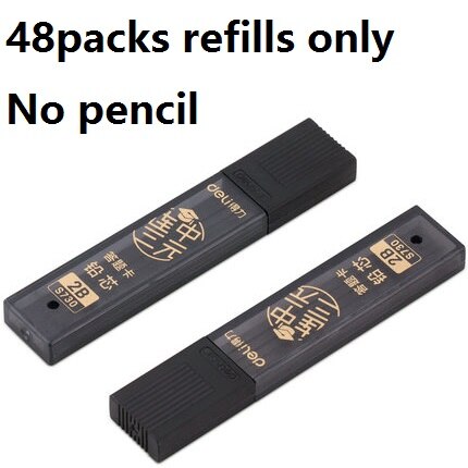 Thick Flat Head Mechanical Knock Pencil 2B Refills Students Test Examnation Answering Card Computer Easily Identify Draw S700: 48refills