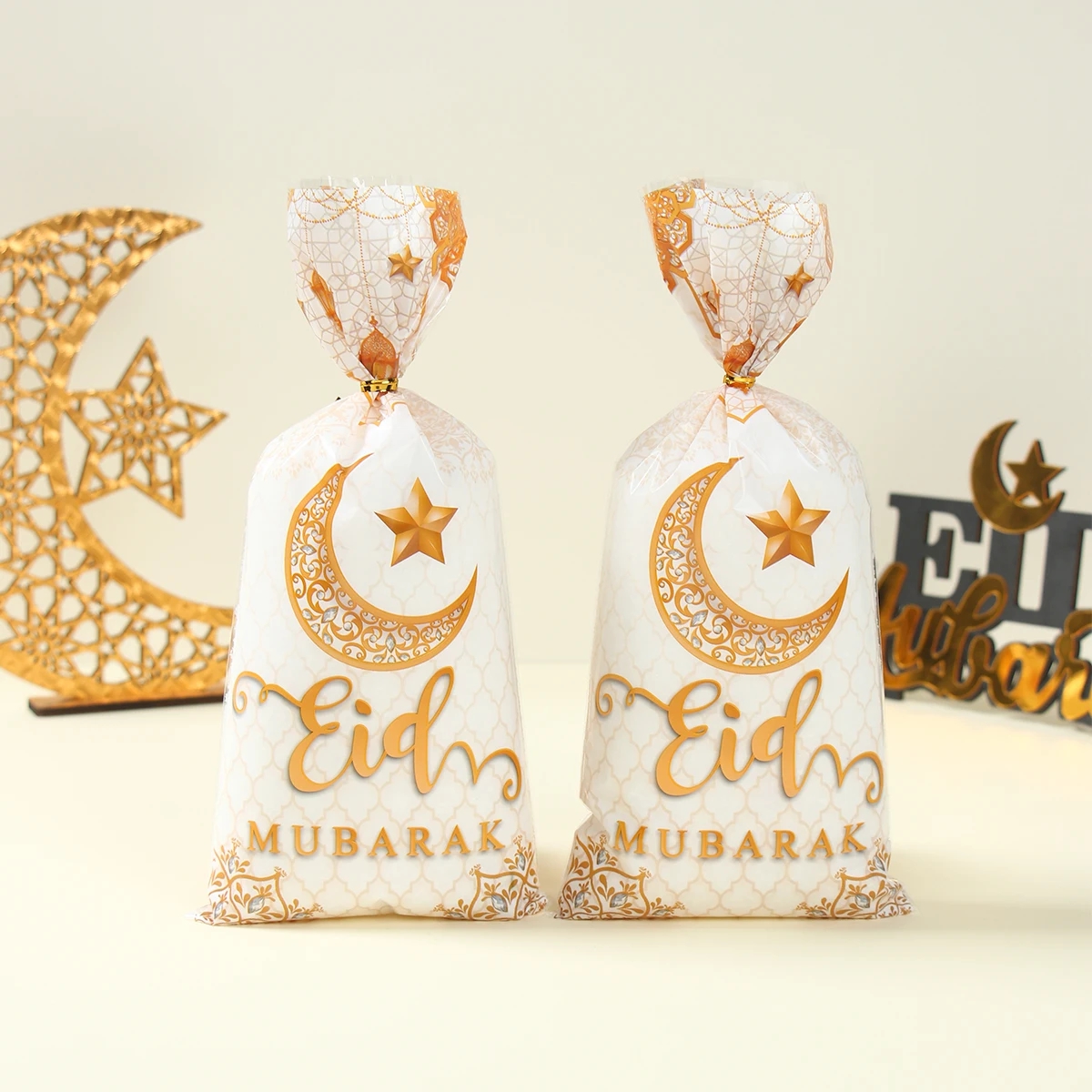 Eid Mubarak Geschenkzakken Plastic Zak Koekje Snoep Ramadan Kareem Decoratie 2025, Islamitische Moslim Feestverpakking Zakje