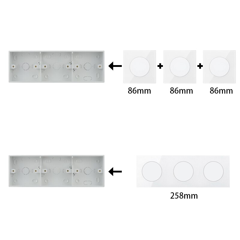 Trippel extern installationsdosa utanför kopplingsdosa monteringsdosa väggyta 3 gängdosa för 258mm*86mm strömbrytare och uttag