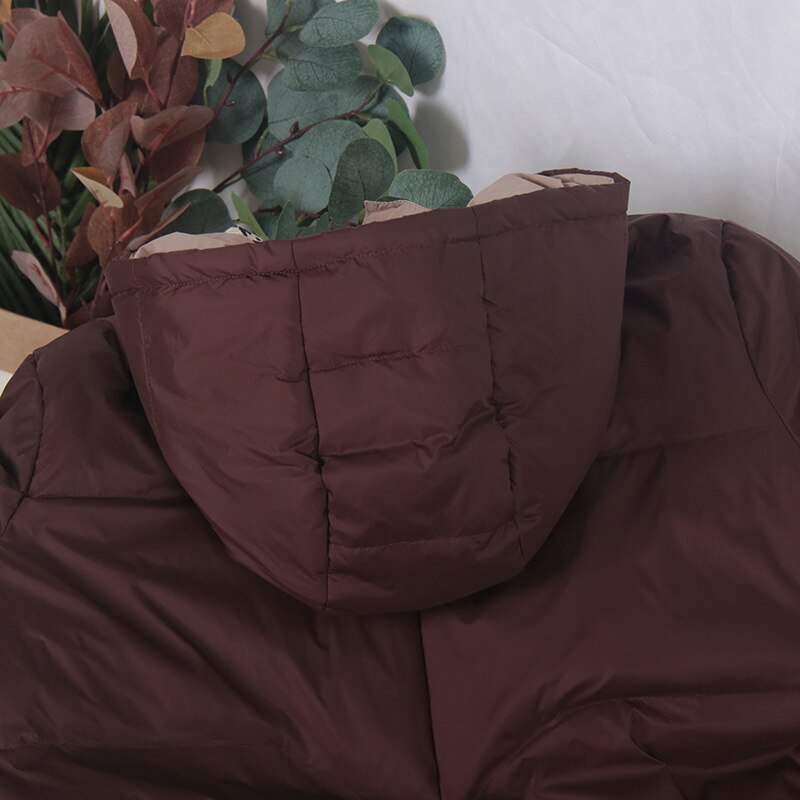 Schinteon Style coréen Baseball doudoune avec capuche manteau en vrac hiver longue Outwear 90% blanc canard vers le bas manteau sur la taille