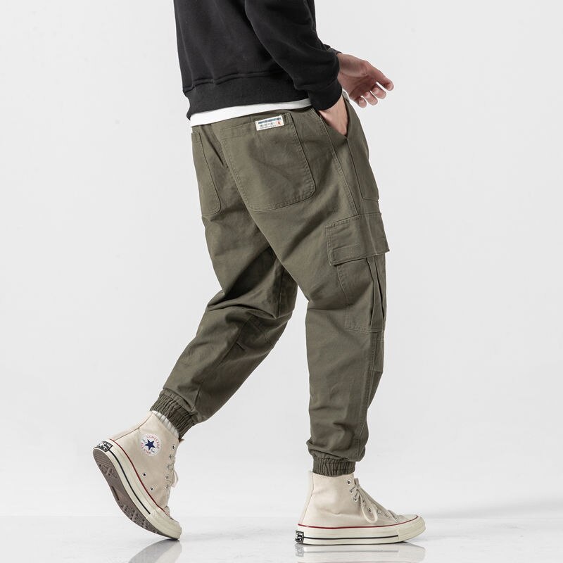 Pantalones bombachos de cintura elástica para hombre, ropa de calle Punk informal, con múltiples bolsillos, estilo Hip Hop, hasta el tobillo, 2022