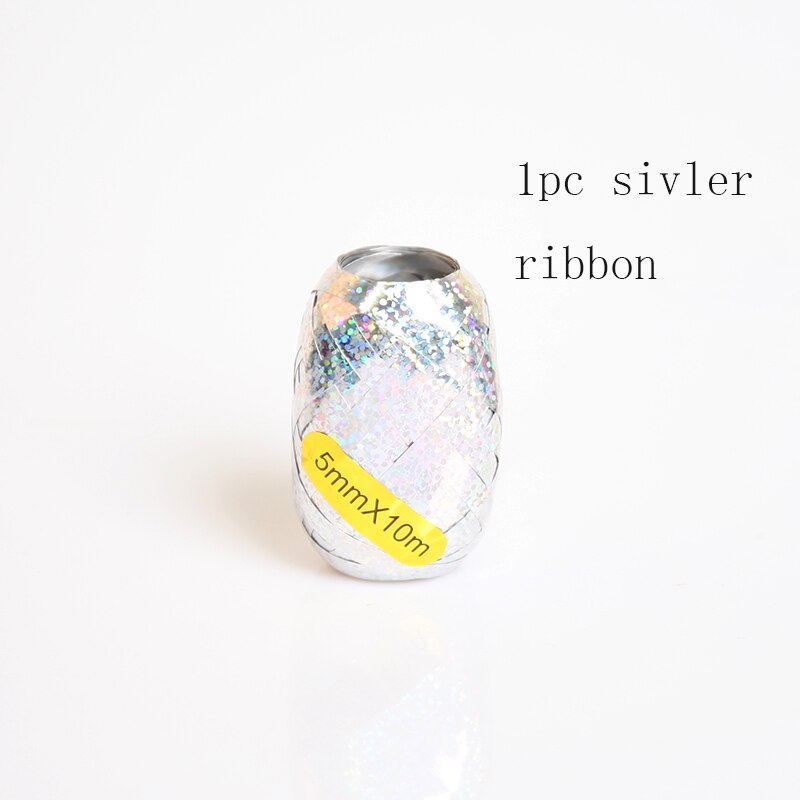 9pcs/lot Heart Aluminum foil balloon Confetti latex balloons For Kids birthday party wedding decoration balloons Baby Shower: 1pc silver ribbon