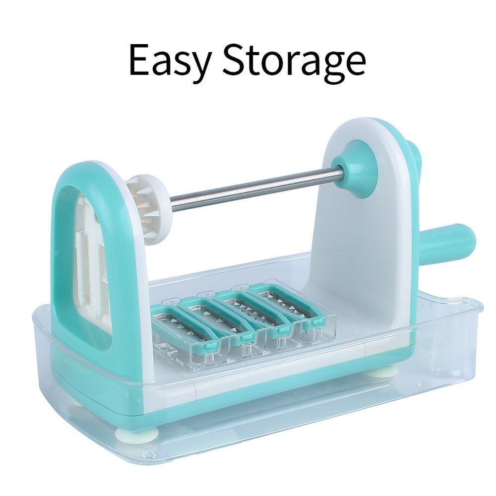 Rebanadora espiralizer de vegetales, máquina de espagueti rebanadora espiral de 5 cuchillas muy afilado con contenedor de alimentos para Fideos de calabacín, Pasta