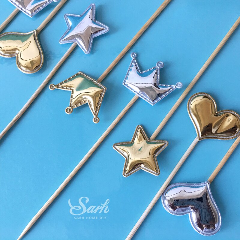 5PCS Pink Pearl Polished Butterfly Cake Topper with Toothpick Cake Decoration for Wedding Birthday Party