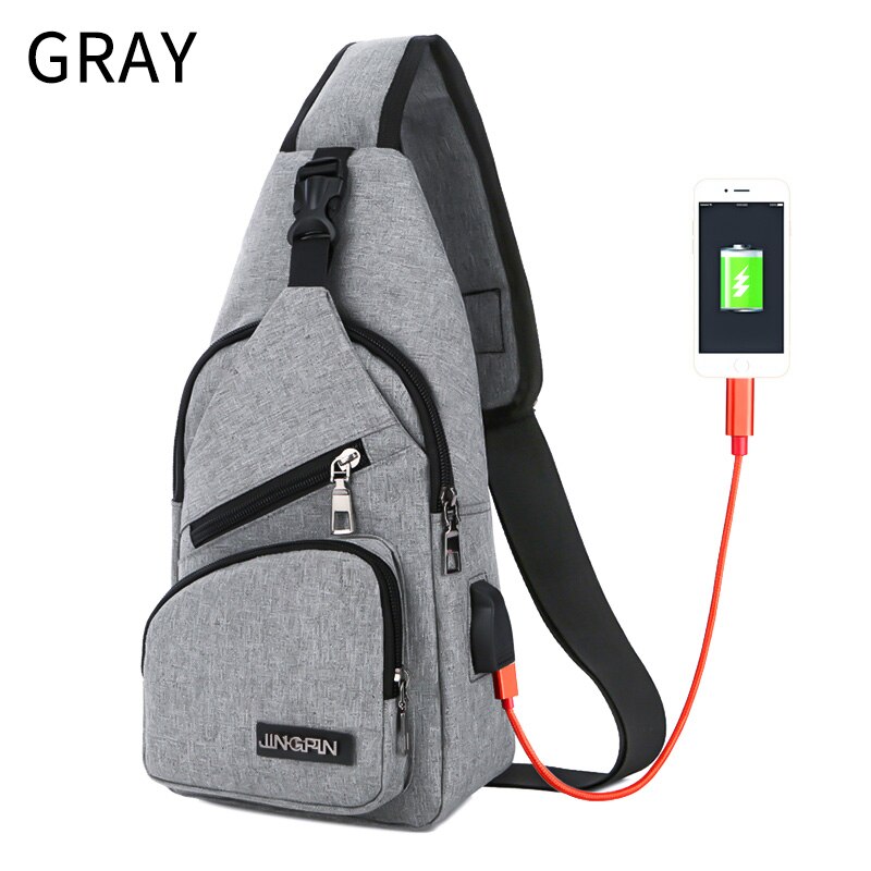 Markroyal esporte usb de carregamento sacos crossbody para as mulheres mensageiro saco de ombro de viagem curta de náilon para saco de peito: Gray