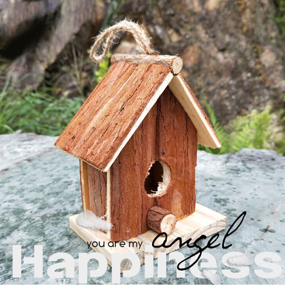 Wooden Bird House Hummingbird House Outside Hanging Handmade Outdoor Birdhouse Nest for Gardening Decoration
