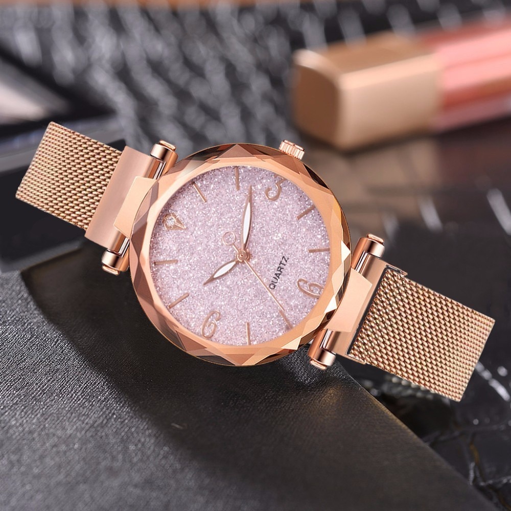 Vrouwen Magneet Gesp Sterrenhemel Horloge Luxe Dames Rvs Quartz Horloge Relogio Feminino