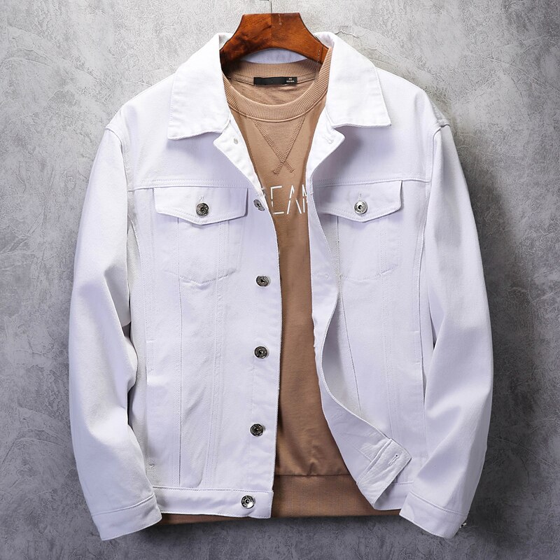 Kstun denim jakke til mænd sort jean jakke ensfarvet hvid pink herre jakker regular fit jeans jakke mode chaqueta vaquera