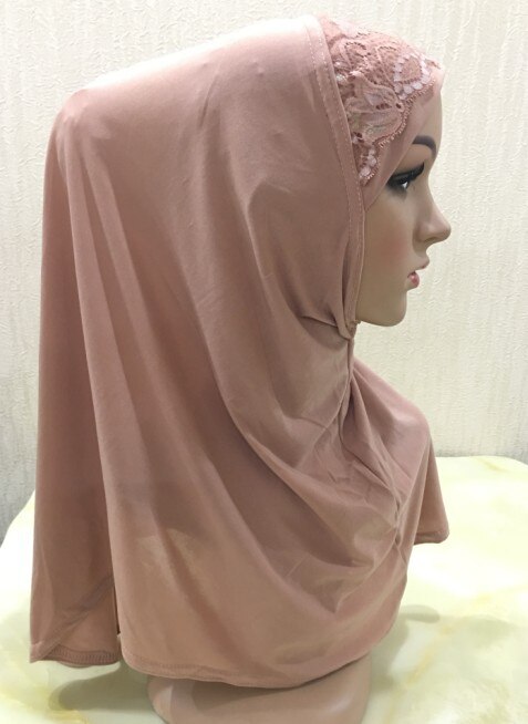DIANRUO 60X60CM Women Decorative Lace Scarf turban Solid Shawls Pleated Headband Hijab Muslim Wraps Scarves scarf N405: 10
