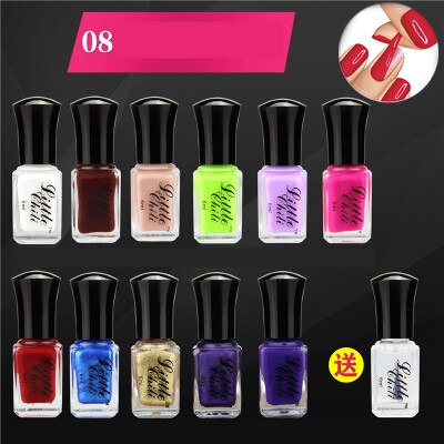 12 Bouteilles Pack 6 ml/chaque Peel Off Vernis À Ongles De Couleur de Sucrerie Nail Art 11 Couleurs + 1 Transparent Top Coat: SET 8