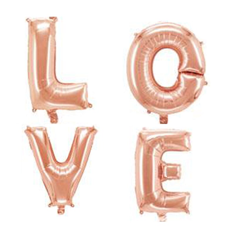4 stk brev kærlighedsballoner valentinsdag tillykke med fødselsdagen kæreste bryllup jubilæum dekoration folie aluminium ballon: Rose guld kærlighed / 40 tommer ballon