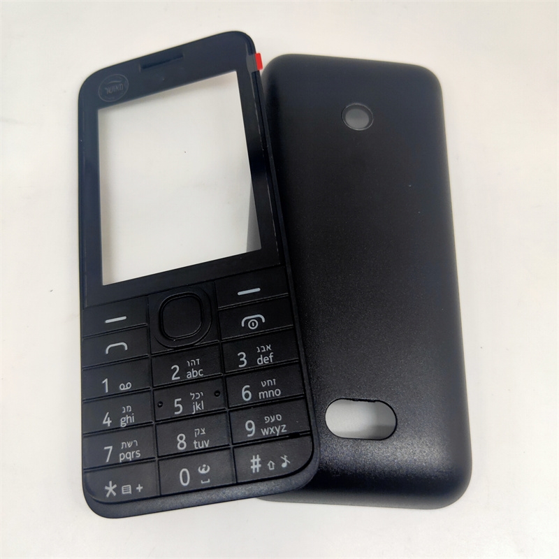 Für Nokia 208, vollständig komplettes Handy-Gehäuse, Schutzhülle + englische Tastatur und hebräische Tastatur-Ersatzteile