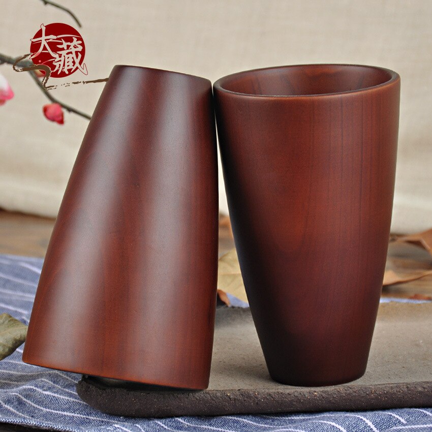 Patrón japonés de madera cubiertos chino abeto taza de agua Natural taza de te de madera anti-planchar taza de madera al por mayor del fabricante