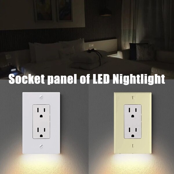 Wall Outlet Cover with LED Night Lights Electrical Outlet Wall Plate with LED Night Lights for Home Decor VJ