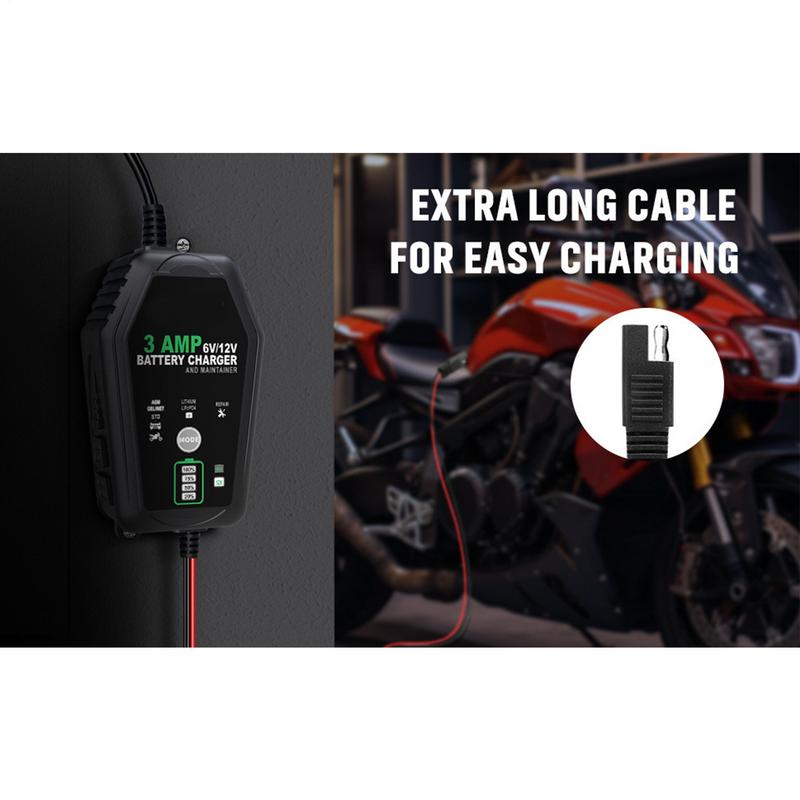 Manutentore batteria per auto Caricabatteria per auto e moto Caricabatterie 3A Caricatore di mantenimento Caricatore automobilistico Controllo pulsante per le aziende