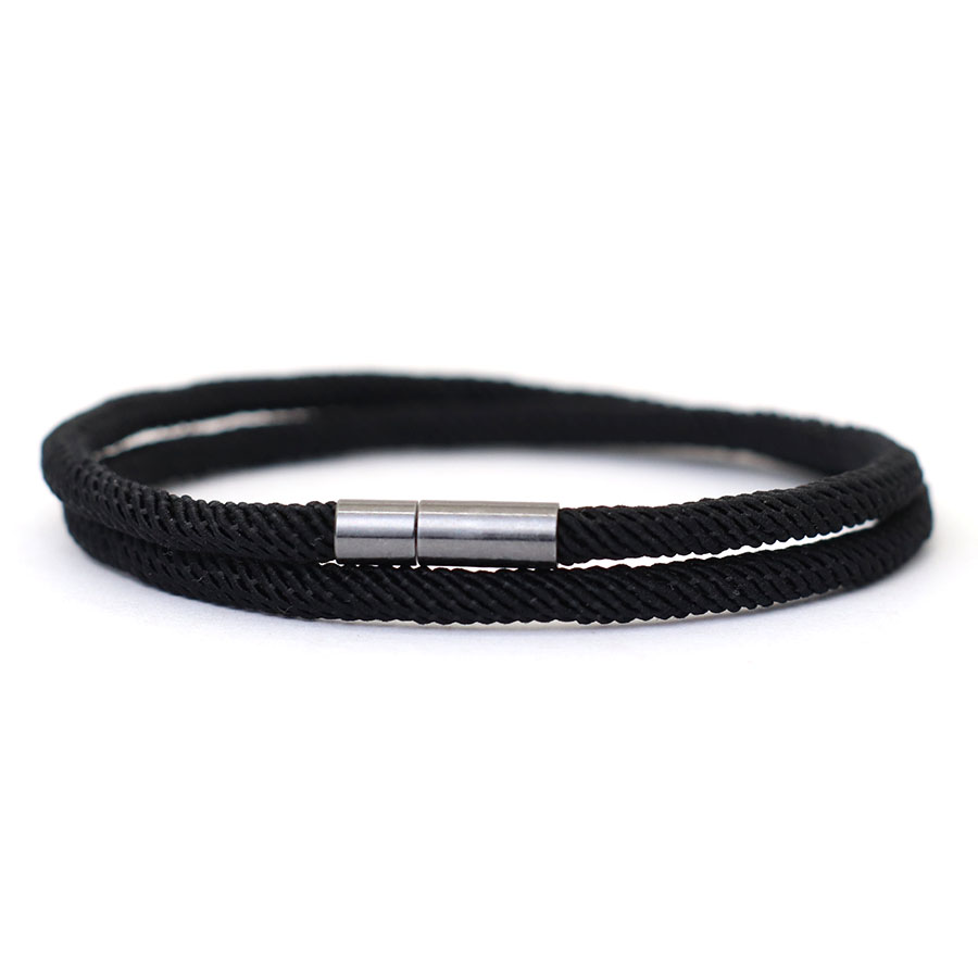 Noter, recién llegado, pulsera de cuerda para hombre, pulsera de nailon de 4mm de doble capa con hilo de la suerte, hebilla desmontable negra de níquel, para él: Estampado en caliente